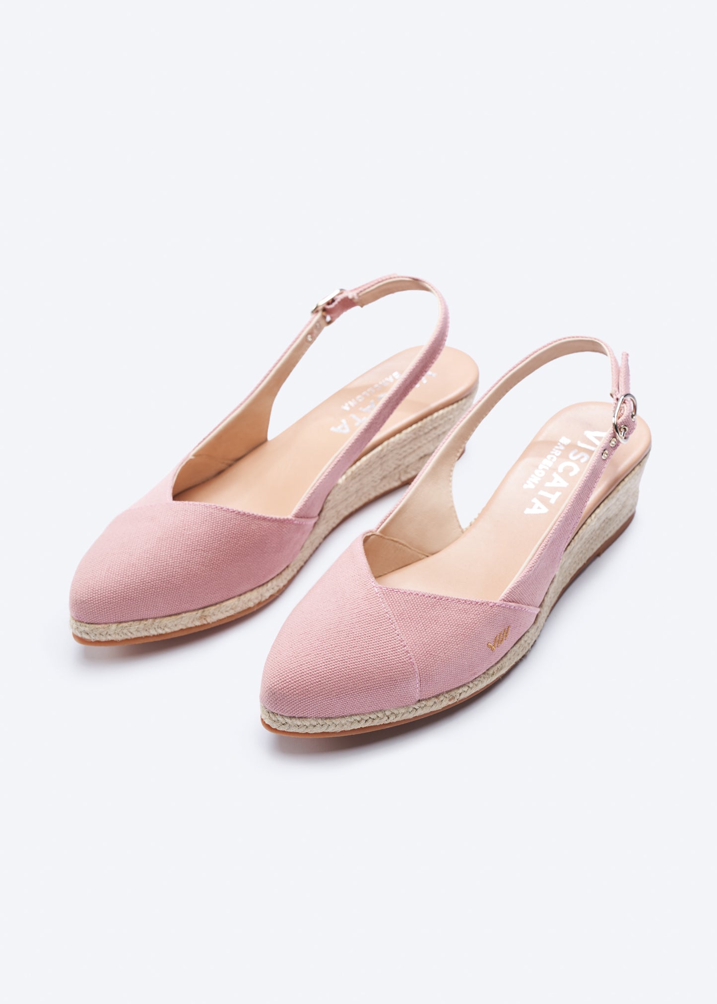 Premia Limited Edition Pink Canvas Slingback Women Espadrille Low Heel Wedges