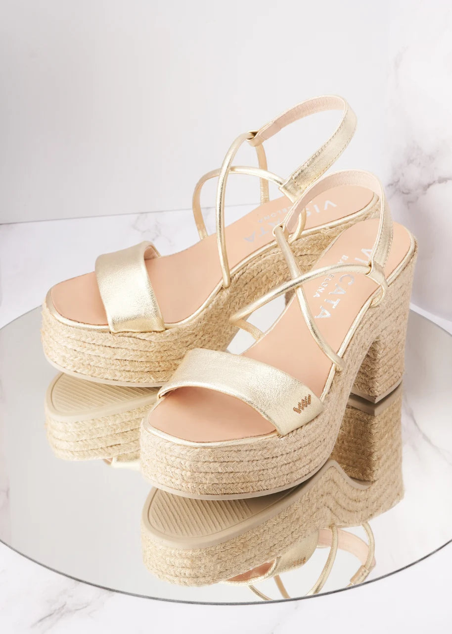 Gold premium leather sandal espadrilles