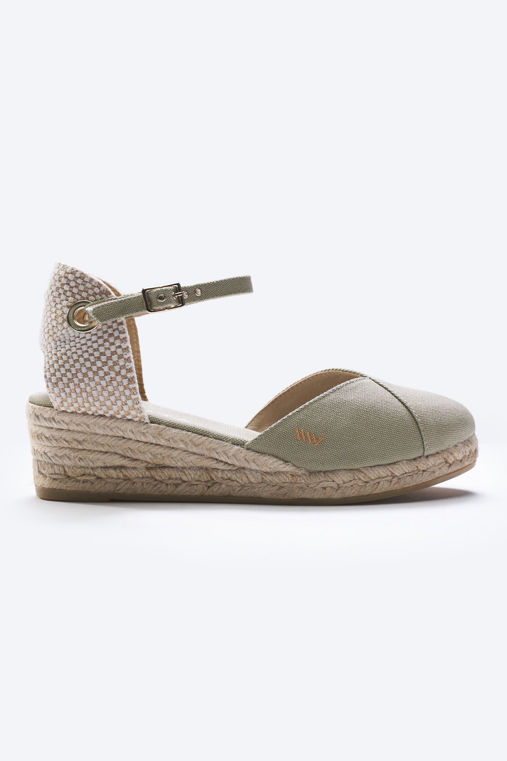 Pubol Limited Edition Sage Green Canvas Ankle Strap Women Espadrille Wedge