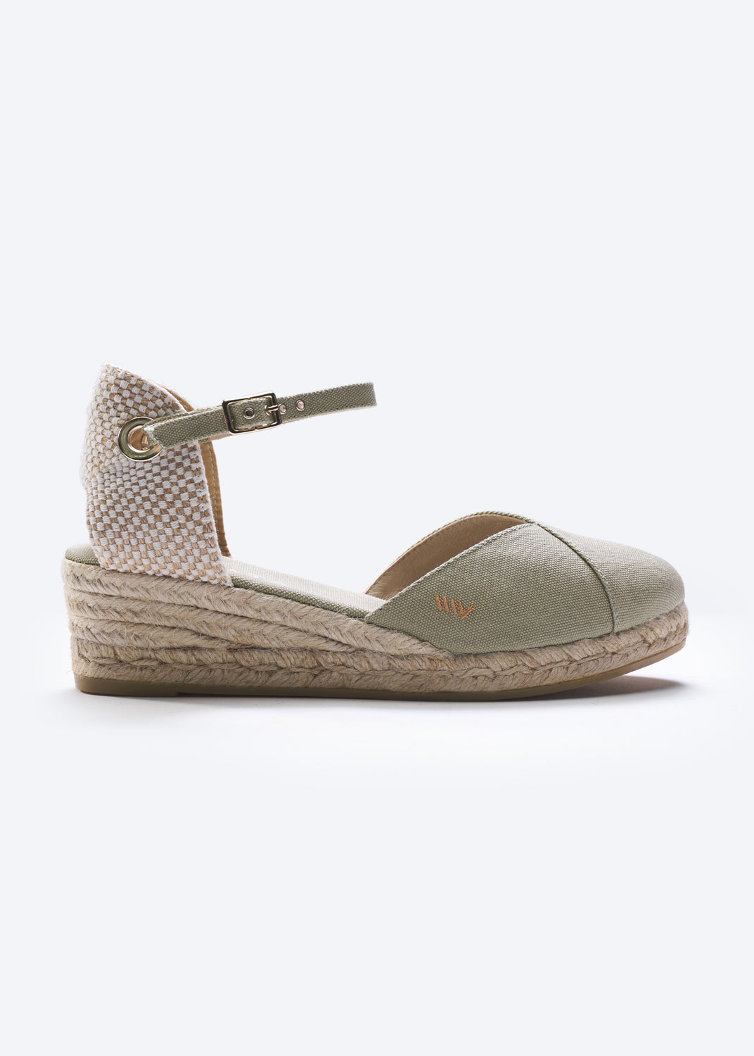 Pubol Limited Edition Sage Green Canvas Ankle Strap Women Espadrille Wedge