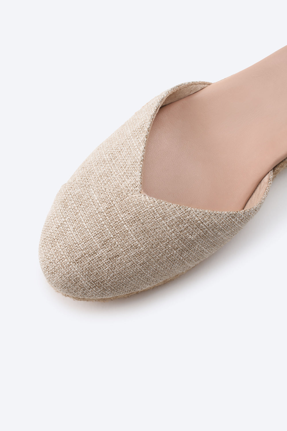 Pubol Limited Edition Silver Canvas Ankle Strap Women Espadrille Low Wedges V Vamp Closed Toe Detail