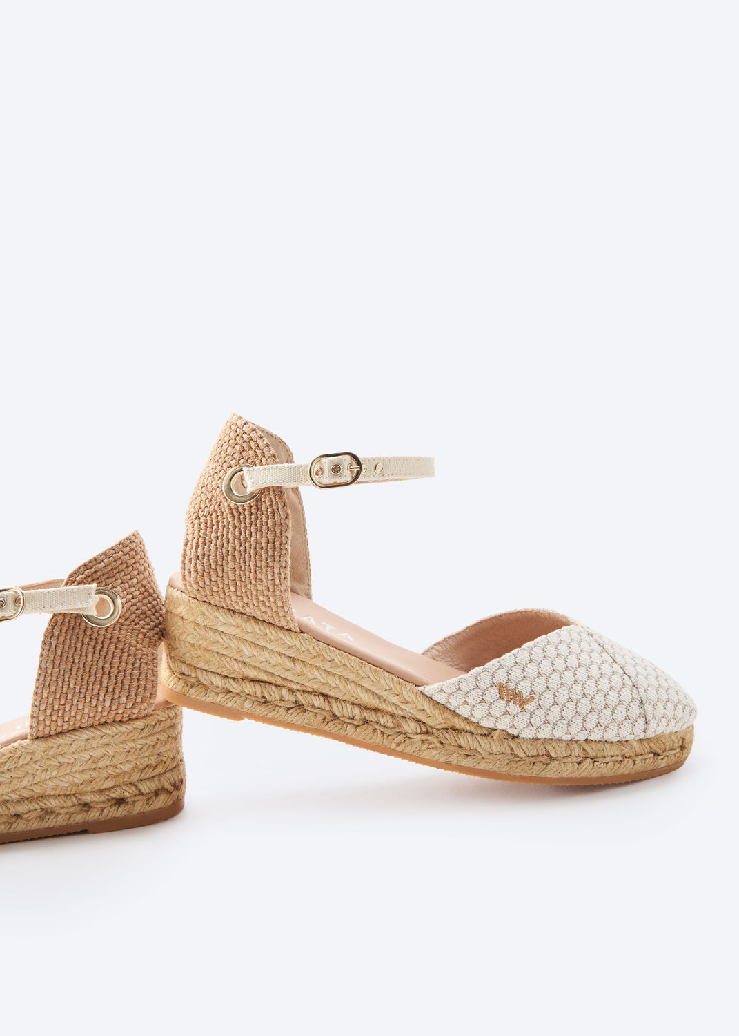 Pubol Limited Edition White Mesh Canvas Ankle Strap Women Espadrille Wedges Flexible Back