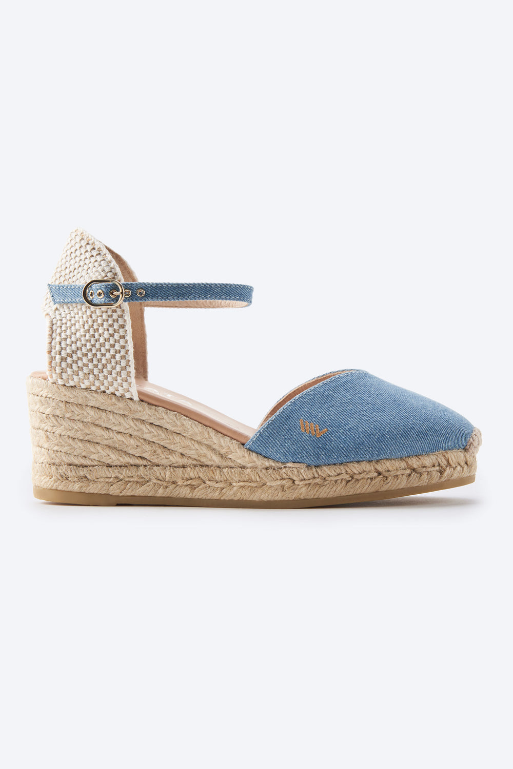 Reus Limited Edition Light Denim Ankle Strap Women Espadrille Wedge