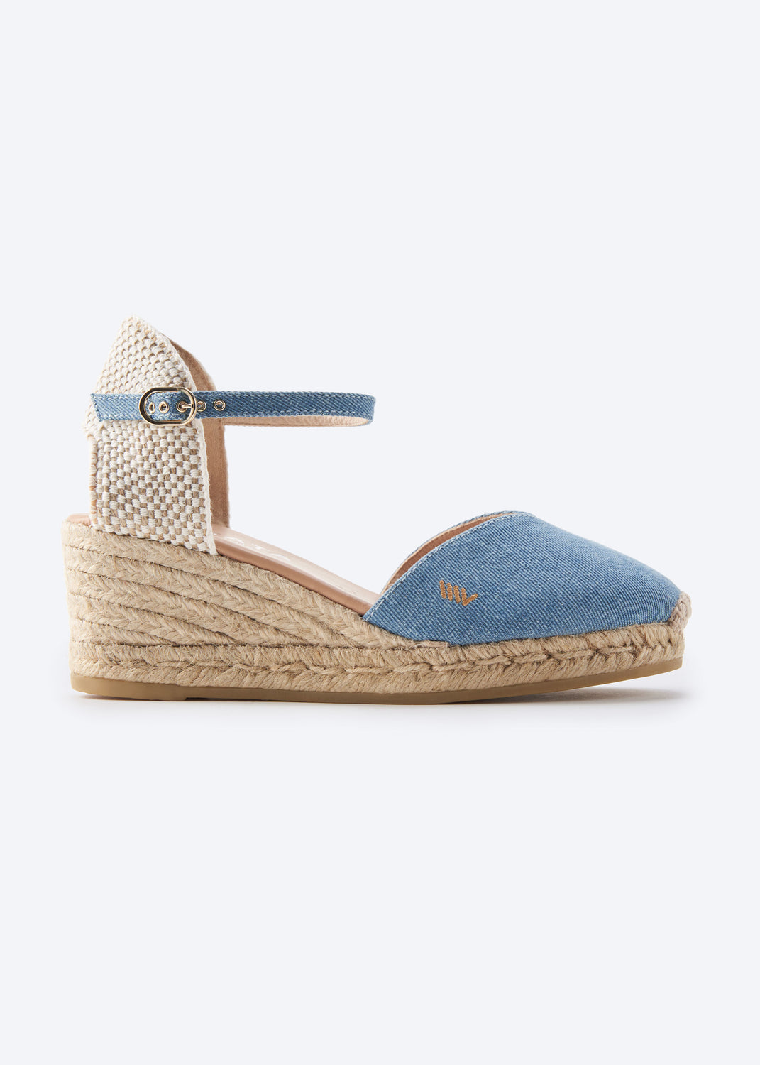 Reus Limited Edition Light Denim Ankle Strap Women Espadrille Wedge