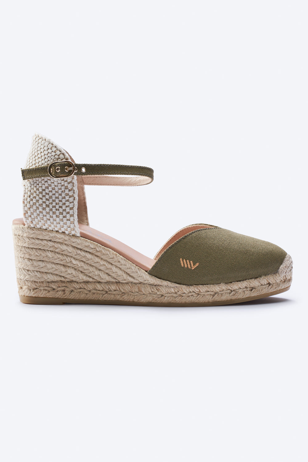 Reus Limited Edition Olive Canvas Ankle Strap Women Espadrille Wedge