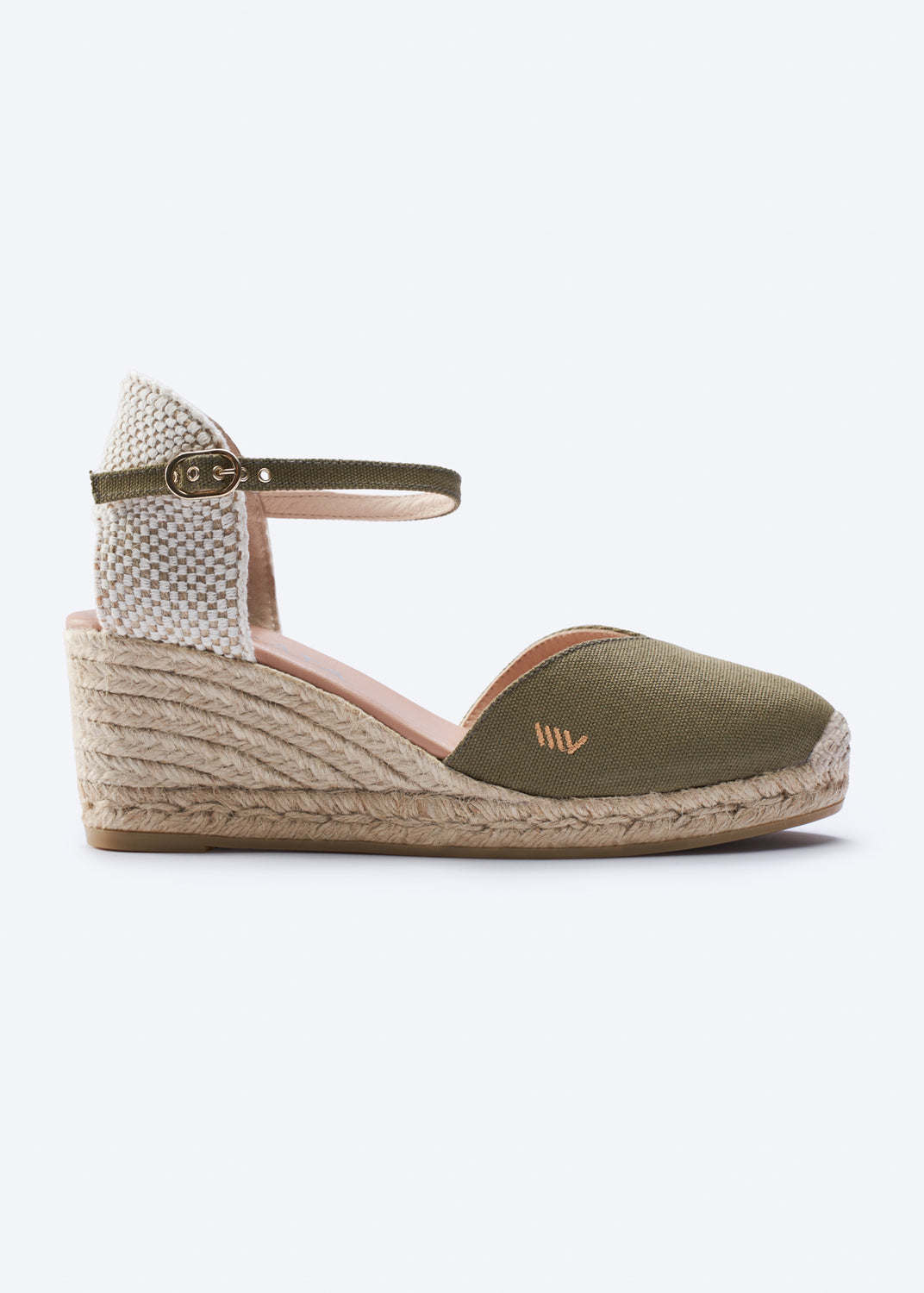 Reus Limited Edition Olive Canvas Ankle Strap Women Espadrille Wedge