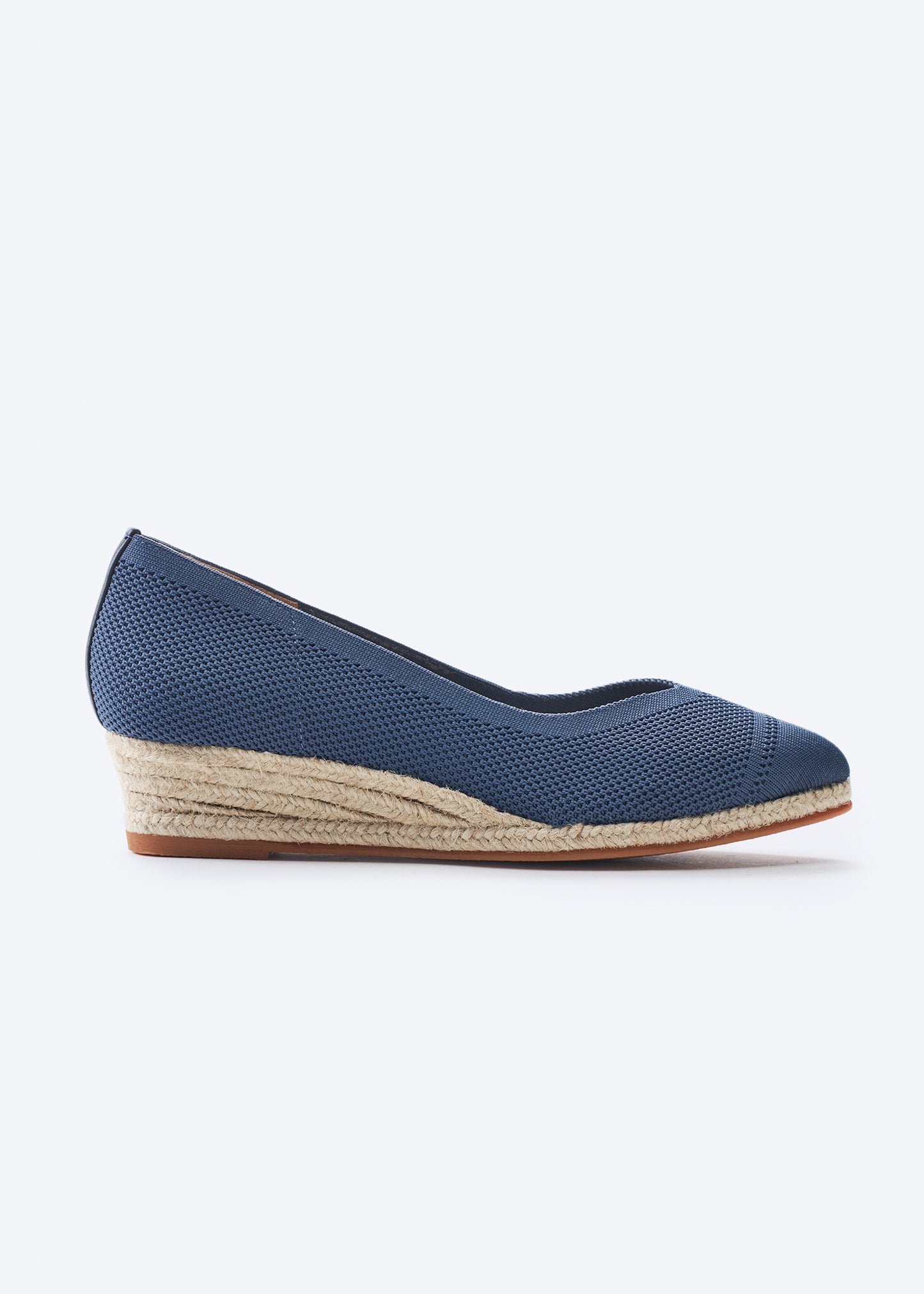 Riba Navy Blue Elastic Lycra Slip On Low Wedge Women Espadrilles