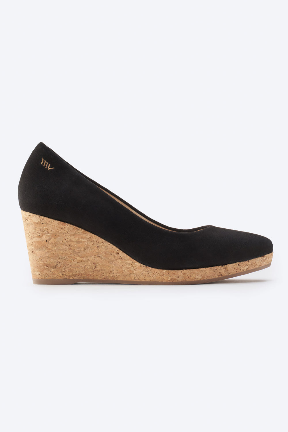 Riera Black Suede Slip On Women Cork Wedge