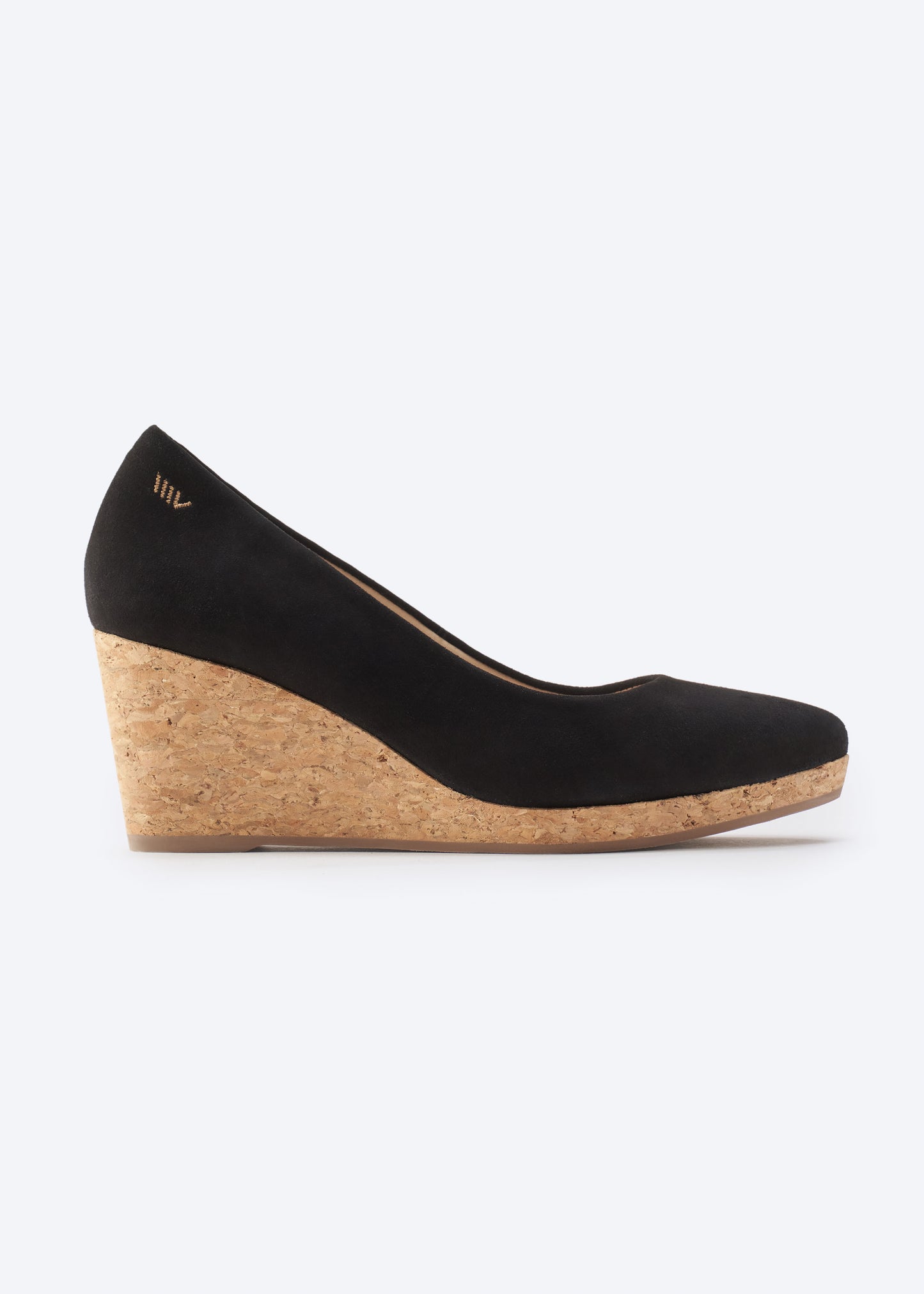 Riera Black Suede Slip On Women Cork Wedge