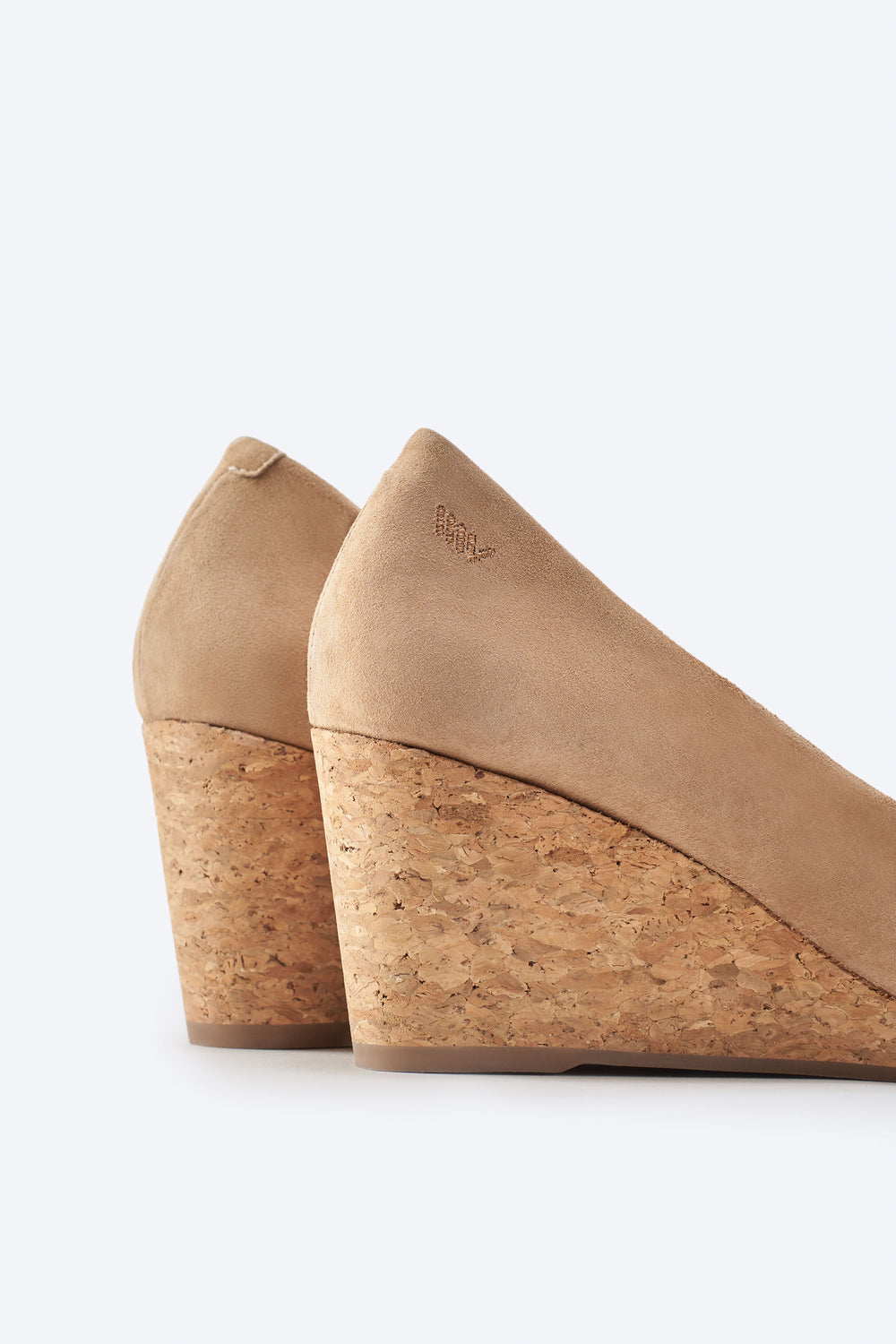 Riera Camel Suede Slip On Women Cork Medium Wedges Back Detail