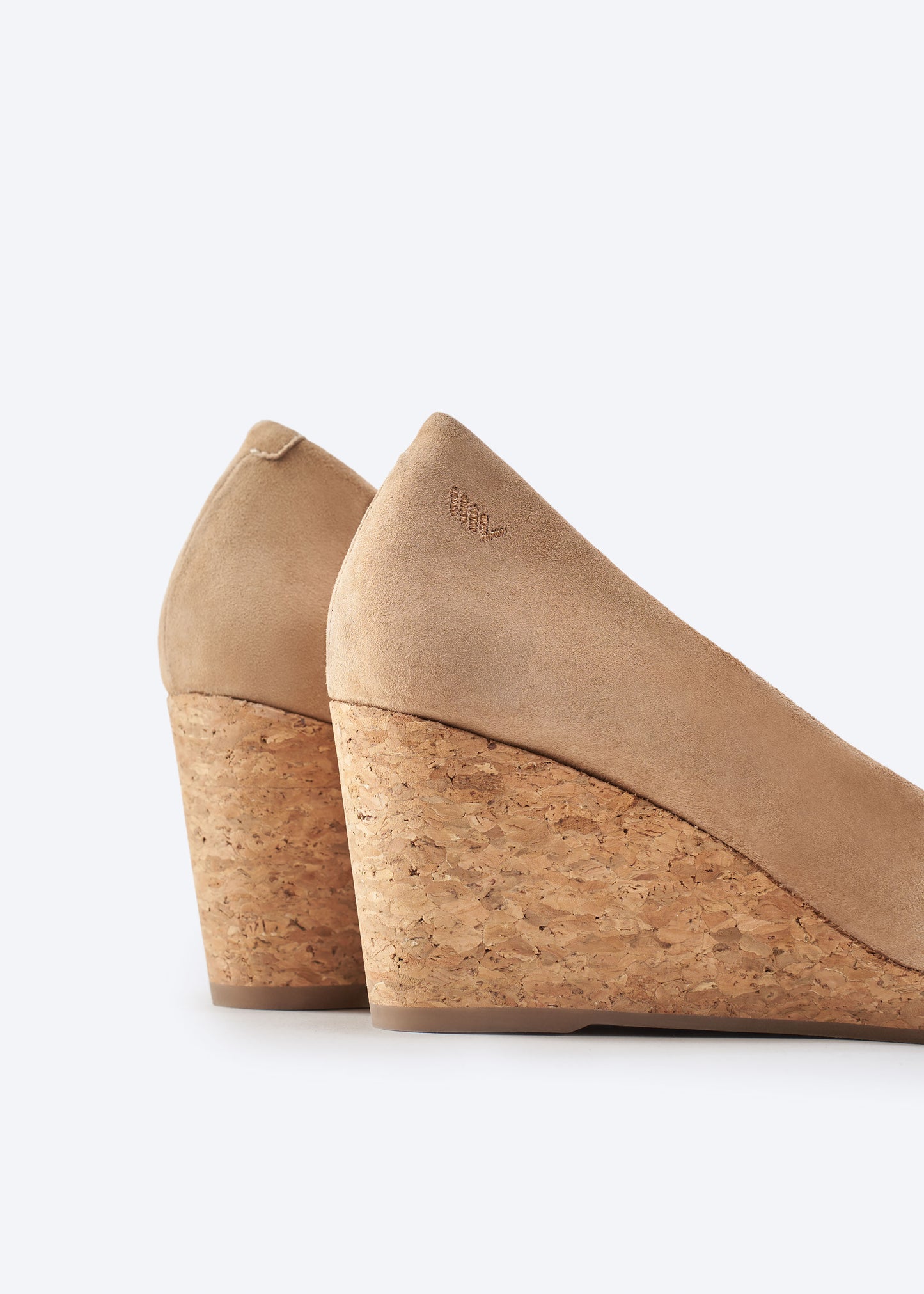 Riera Camel Suede Slip On Women Cork Medium Wedges Back Detail
