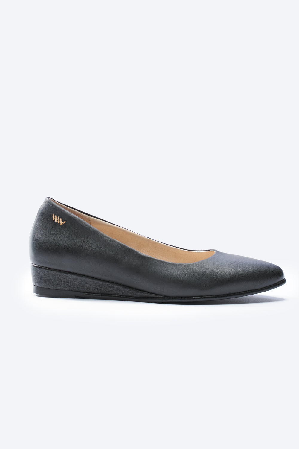 Roma Black Leather Slip On Women Flat Shoe