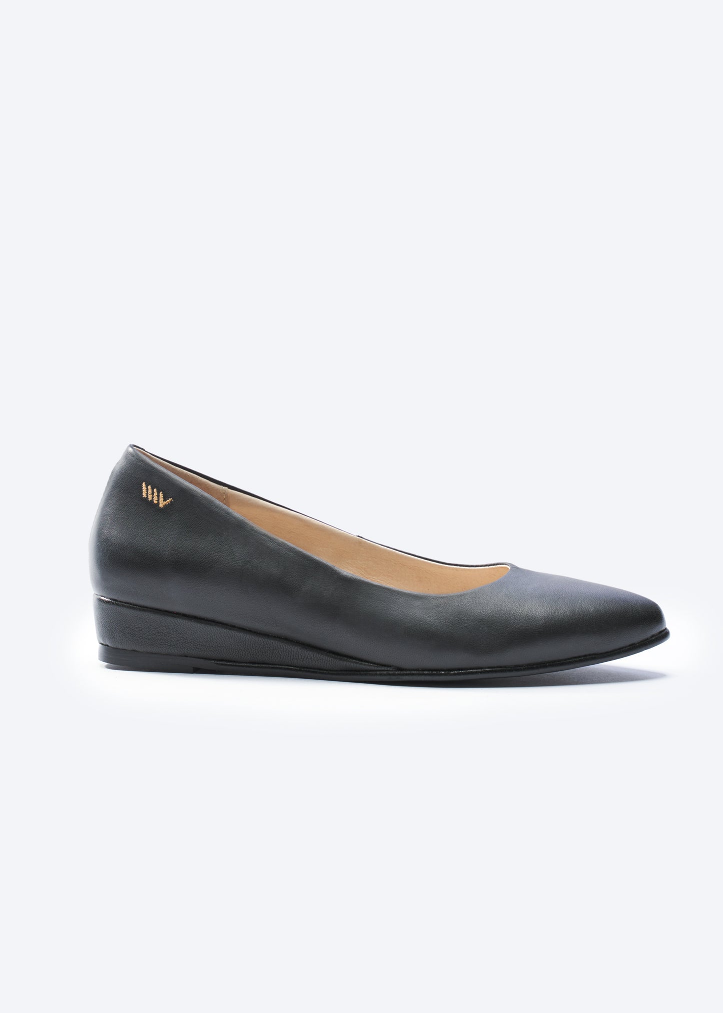 Roma Black Leather Slip On Women Flat Shoe