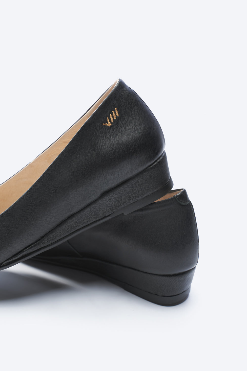 Roma Black Leather Slip On Women Flat Shoe Back Detail