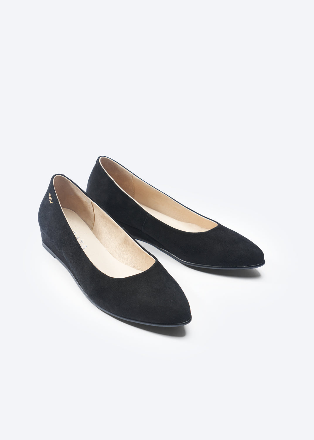 Roma Black Suede Slip On Women Closed Toe Flats