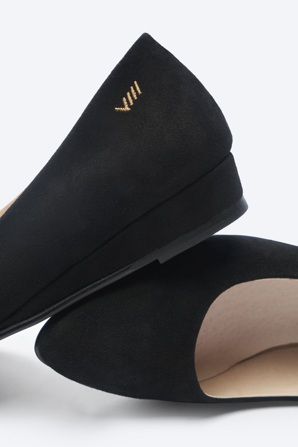 Roma Black Suede Slip On Women Flat Shoes Back Detail