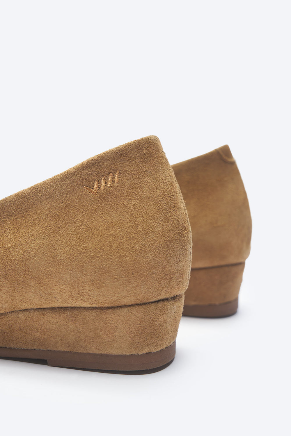 Roma Camel Suede Slip On Women Flat Shoes Back Detail