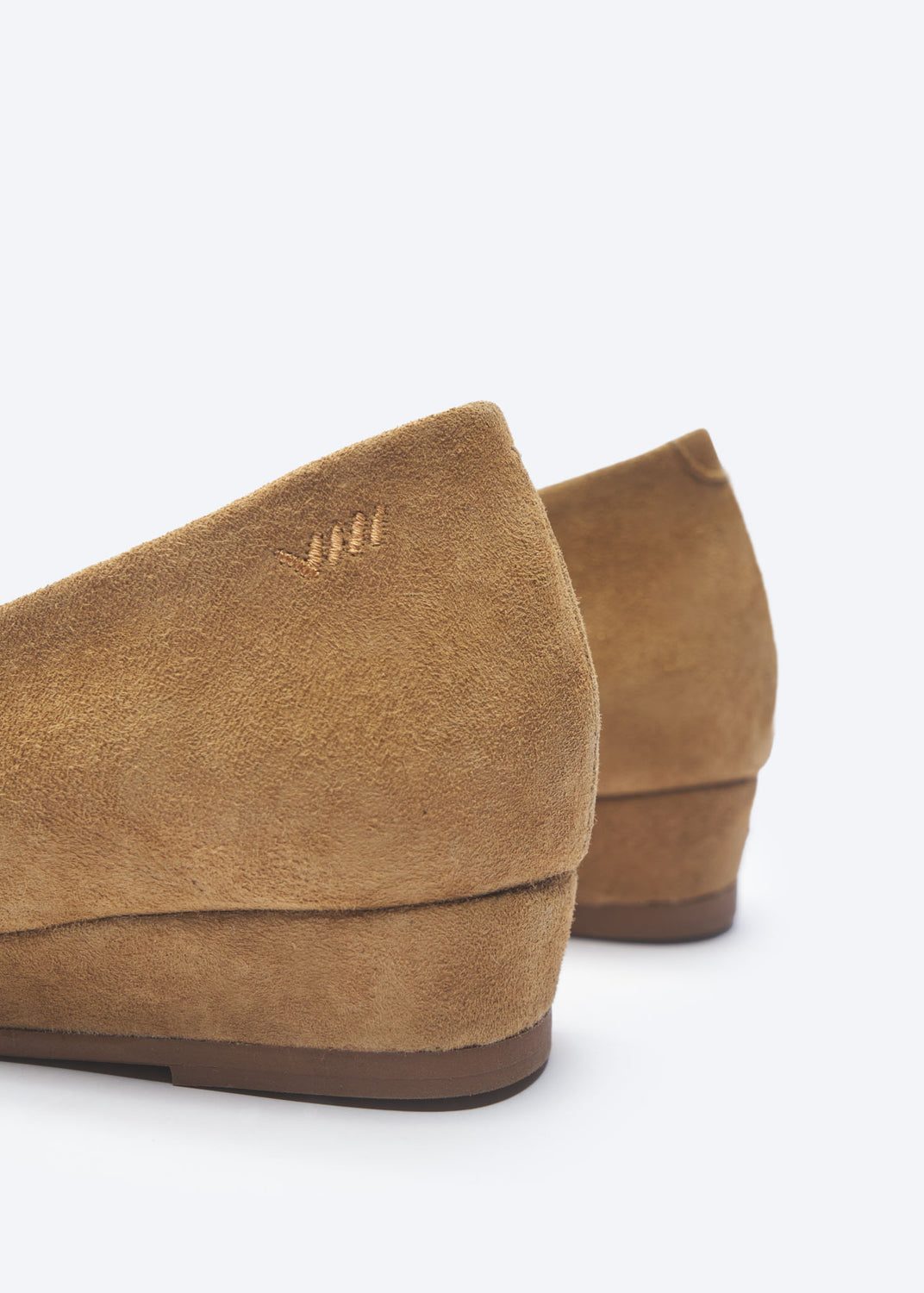 Roma Camel Suede Slip On Women Flat Shoes Back Detail