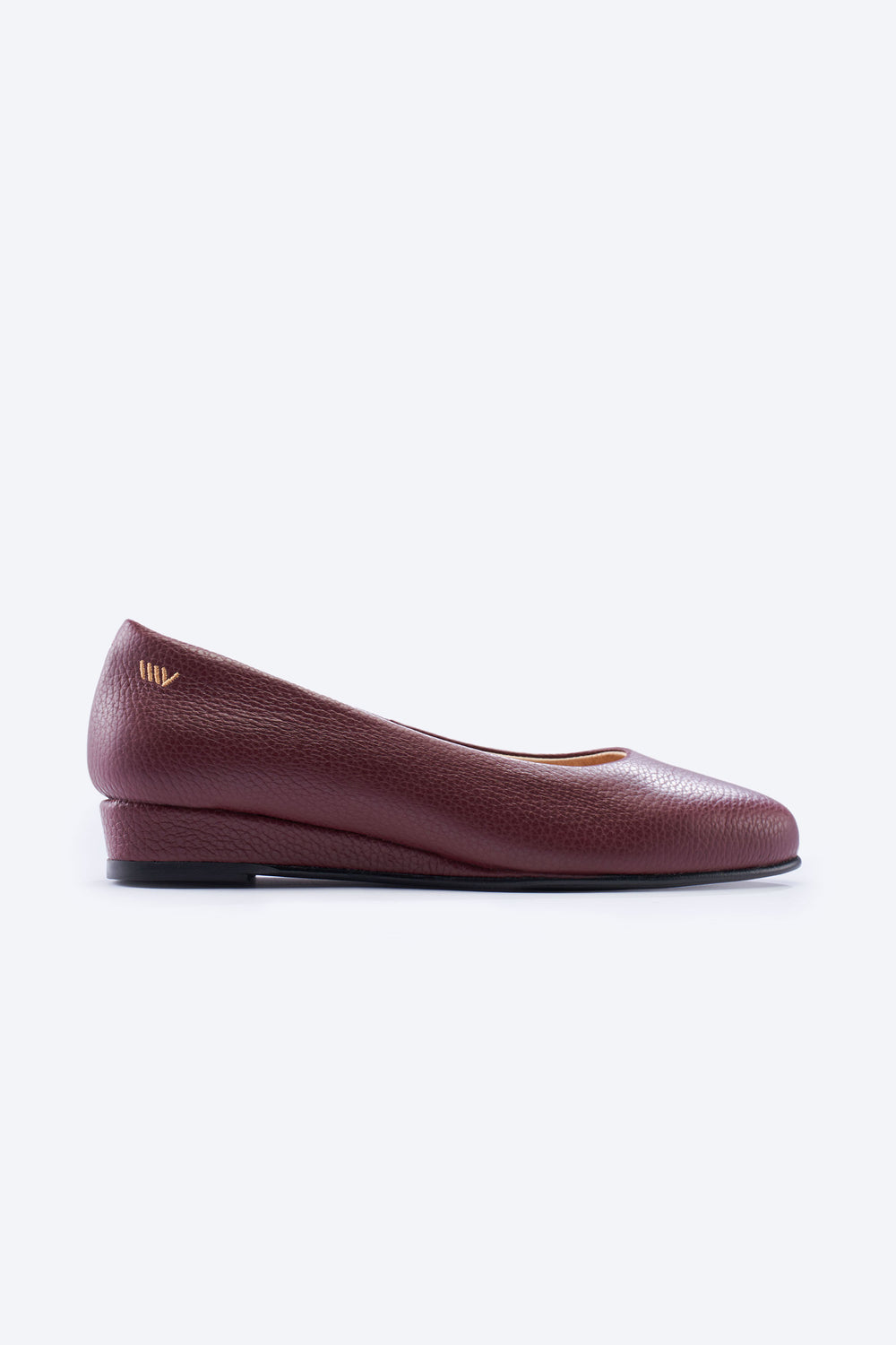 Roma Burgundy Grain Leather Slip On Women Flat Shoe