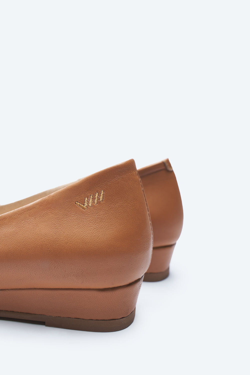 Roma Whiskey Brown Leather Slip On Women Flat Back Detail