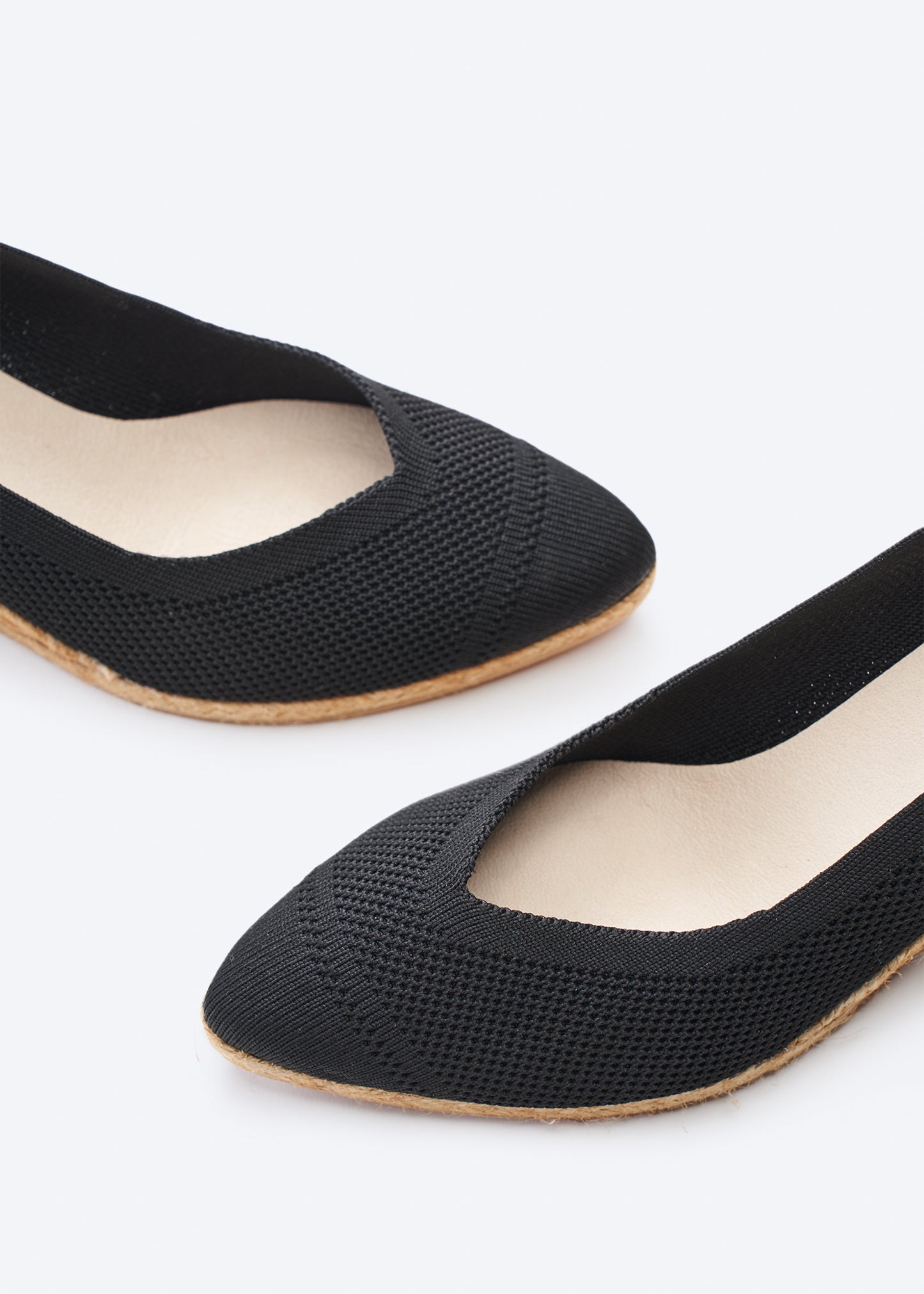 Roses V Cut Black Elastic Lycra Slip On Women Espadrille Wedges Closed Toe Detail
