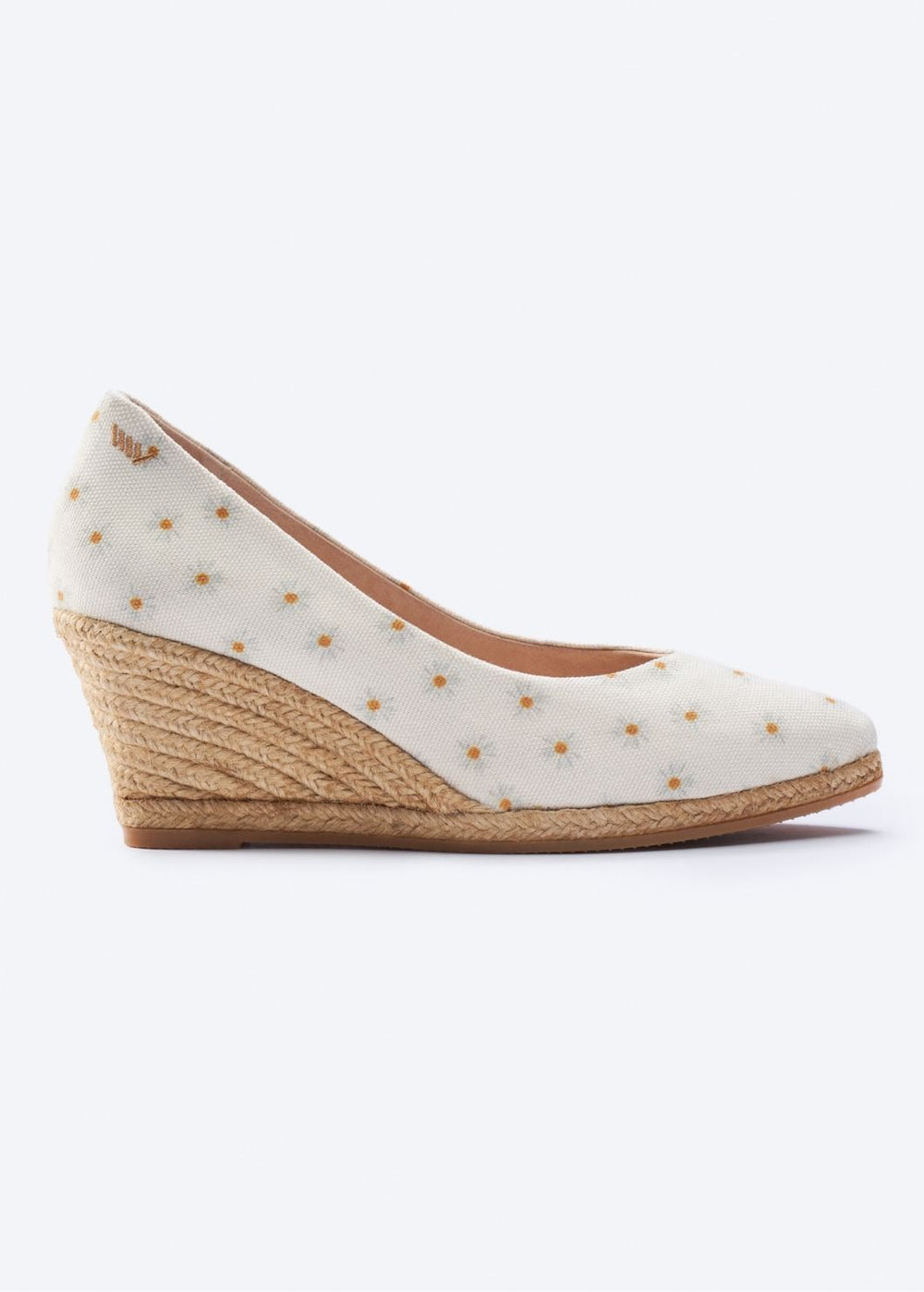 Roses V Cut Limited Edition Daisy Pattern Canvas Slip On Women Espadrille Wedge
