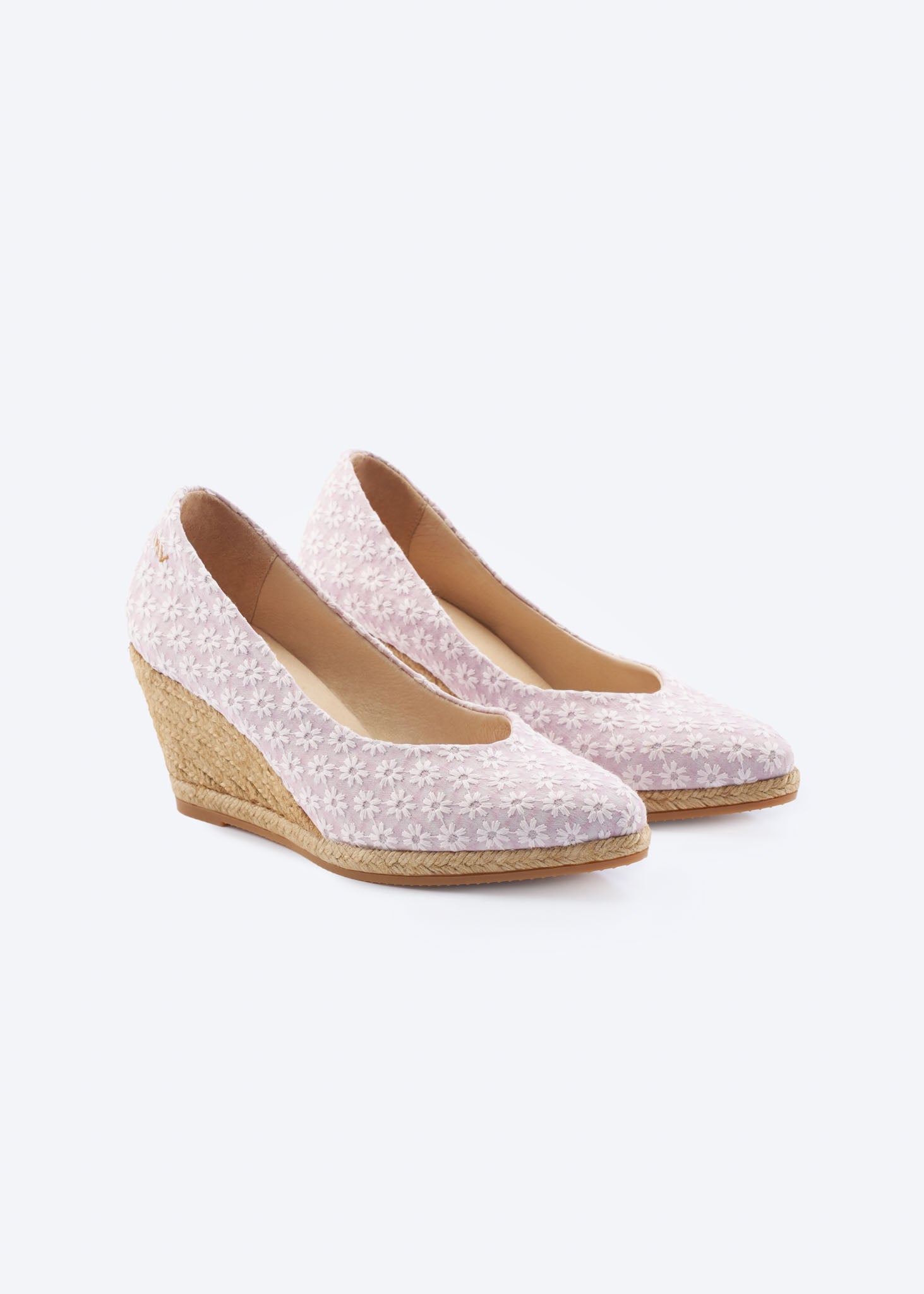 Roses Premium Fabrics V Cut Espadrille Wedges