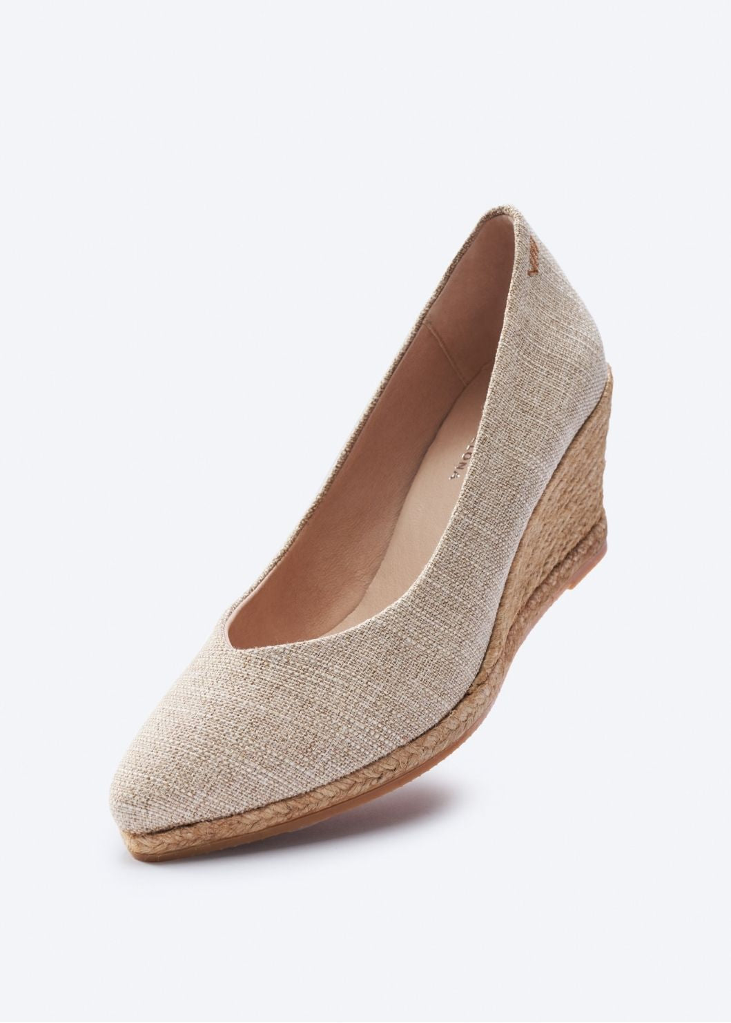 Roses V Cut Limited Edition Gold Canvas Slip On Women Espadrille Medium Heel Wedge