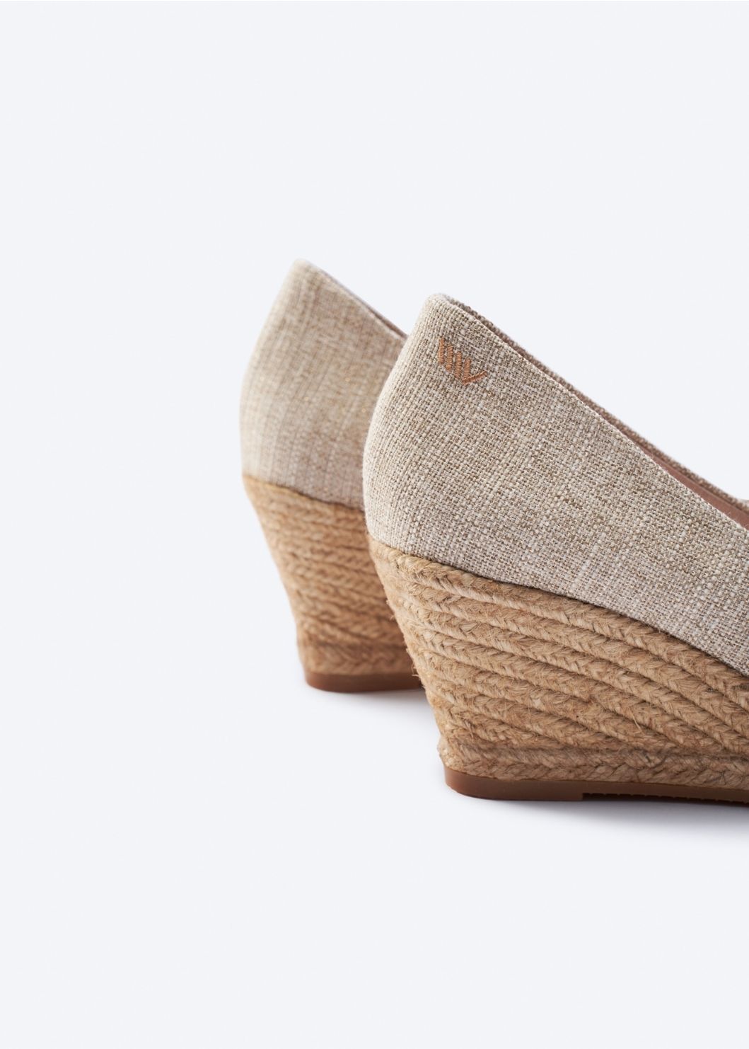Roses V Cut Limited Edition Gold Canvas Slip On Women Espadrille Wedges Back Detail