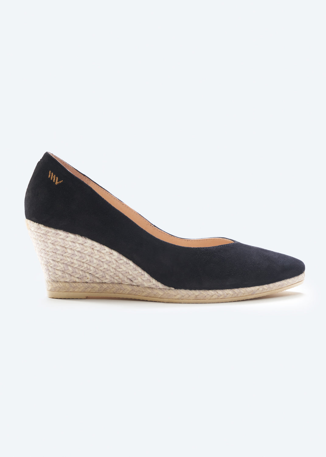 Roses V Cut Limited Edition Jacquard Bicolor Black Suede Slip On Women Espadrille Wedge