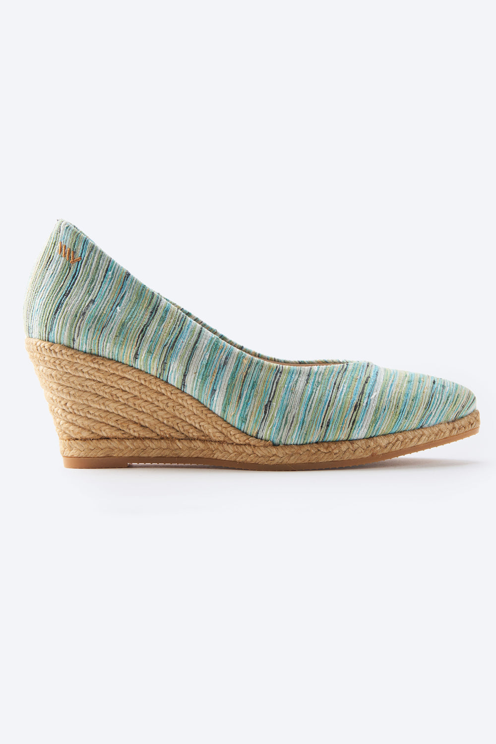 Roses V Cut Limited Edition Multicolor Blue Canvas Slip On Women Espadrille Wedge