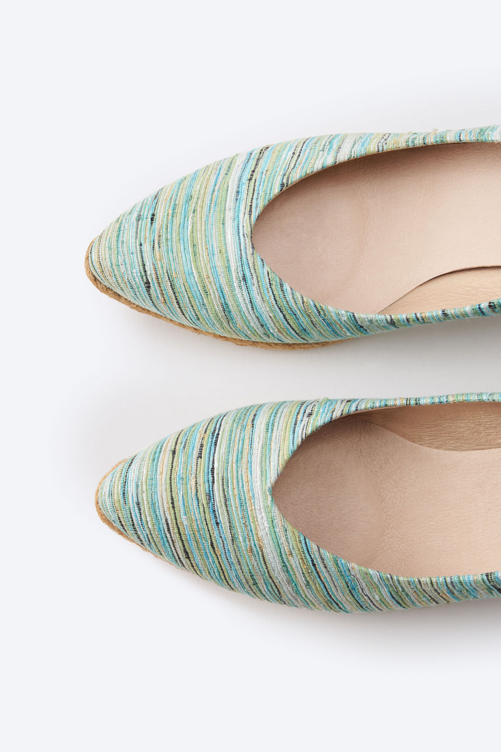 Roses V Cut Limited Edition Multicolor Blue Canvas Slip On Women Espadrille Wedges Pointed Closed Toe Detail