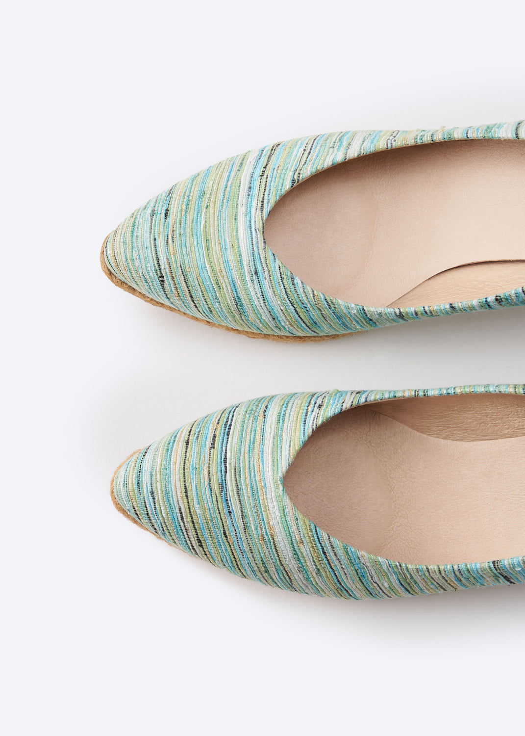 Roses V Cut Limited Edition Multicolor Blue Canvas Slip On Women Espadrille Wedges Pointed Closed Toe Detail