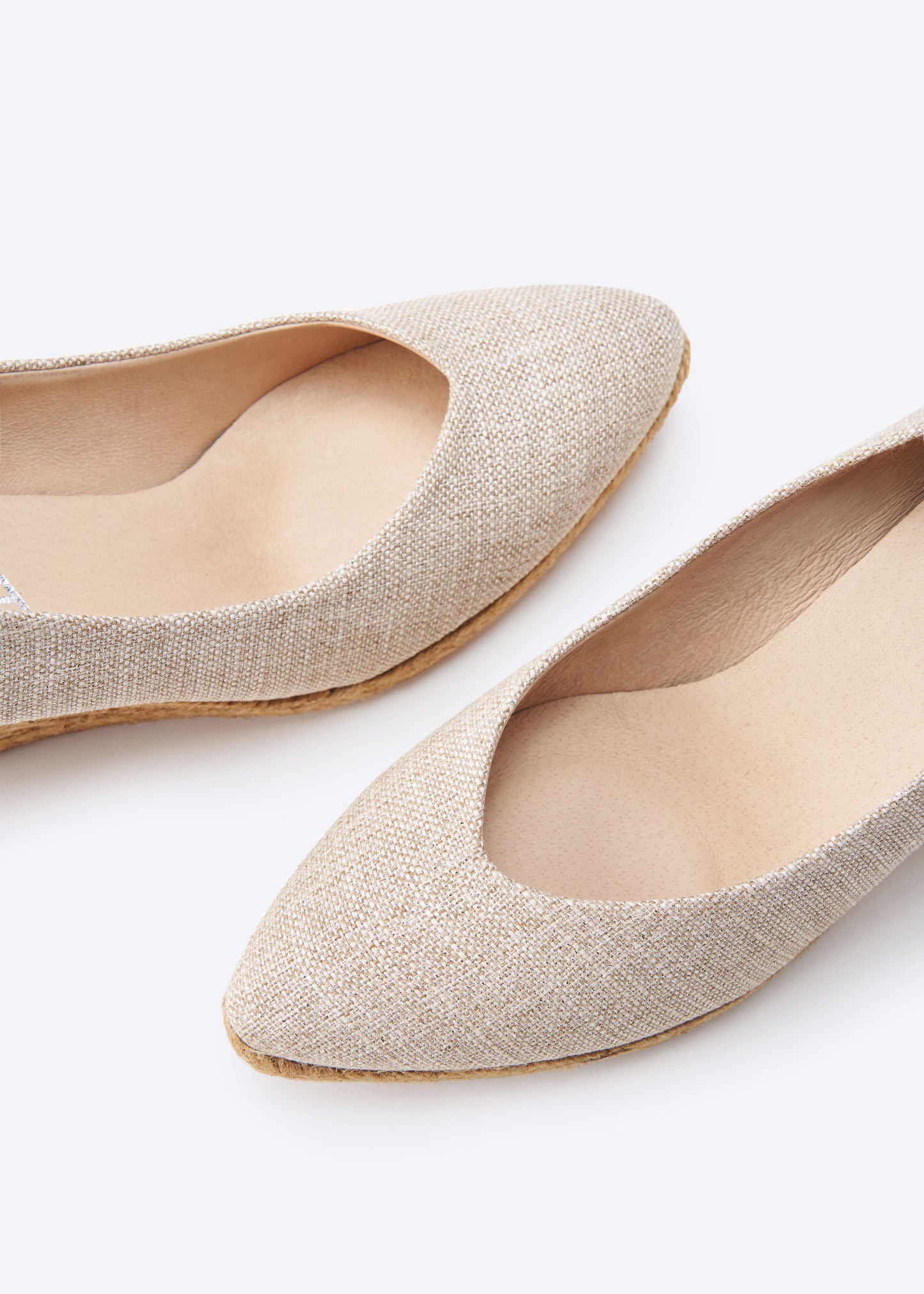 Roses V Cut Limited Edition Silver Canvas Slip On Women Espadrille Medium Wedges Pointed Closed Toe Detail