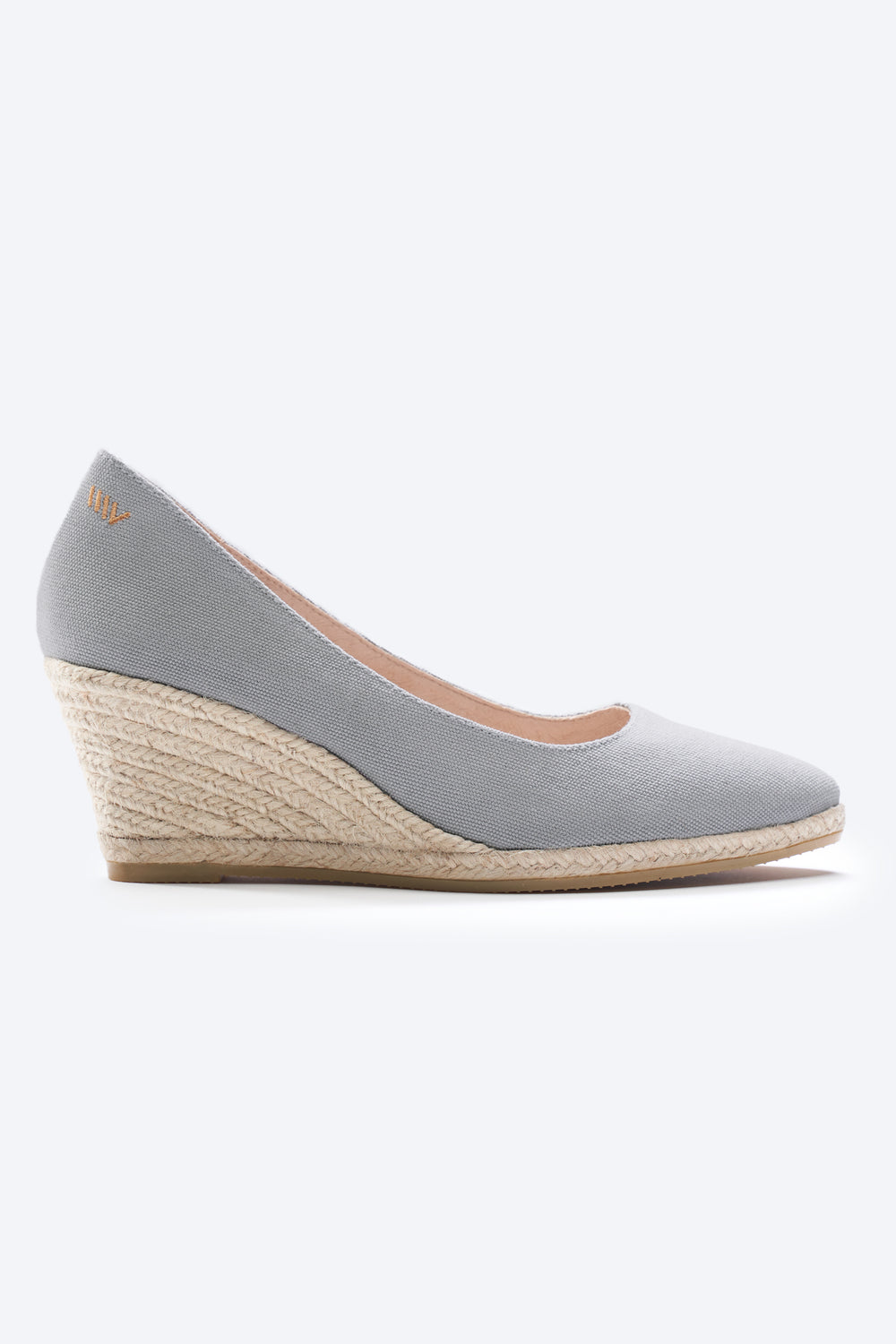 Roses U Cut Ash Grey Canvas Slip On Women Espadrille Wedge