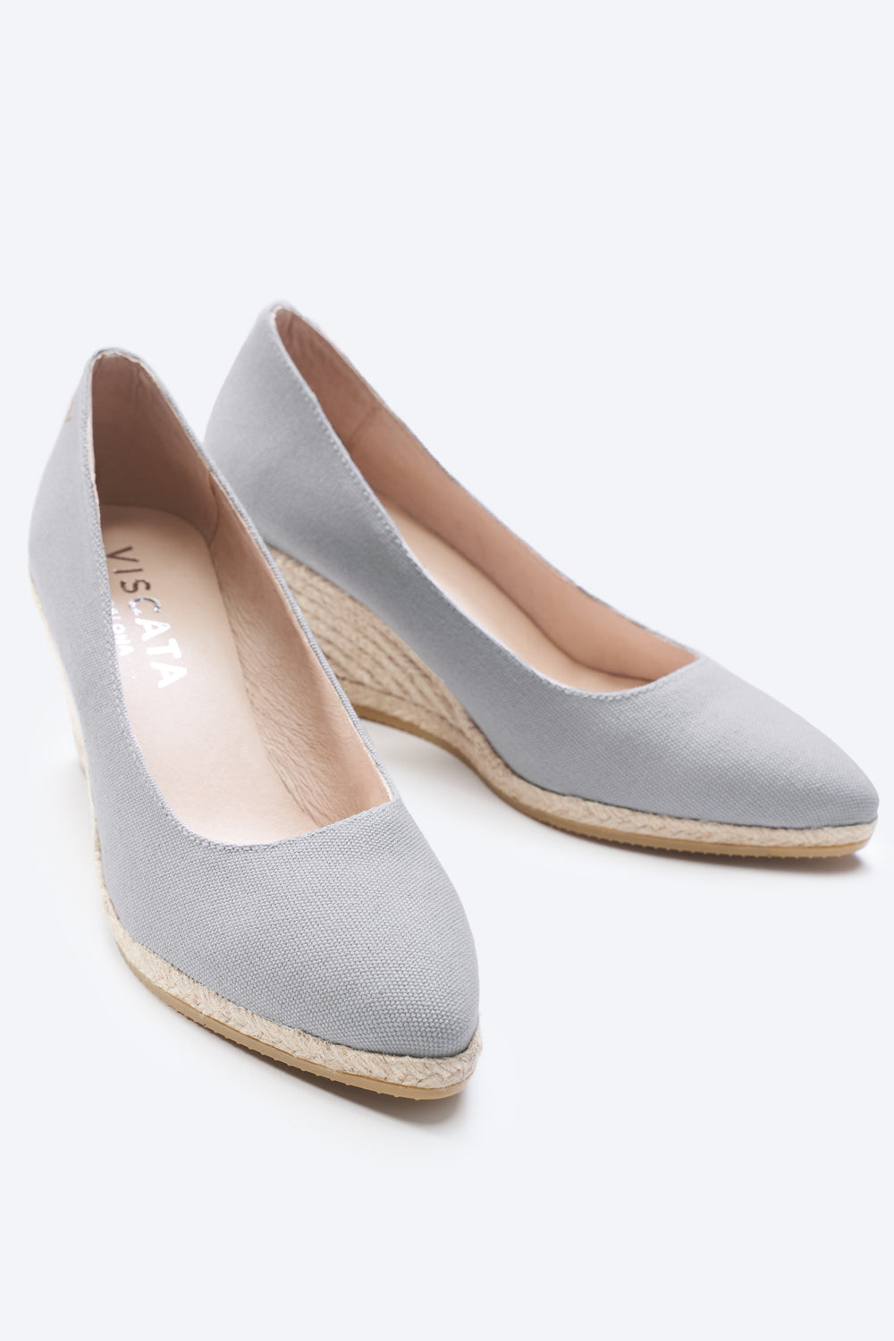 Roses U Cut Ash Grey Canvas Slip On Women Espadrille Wedges