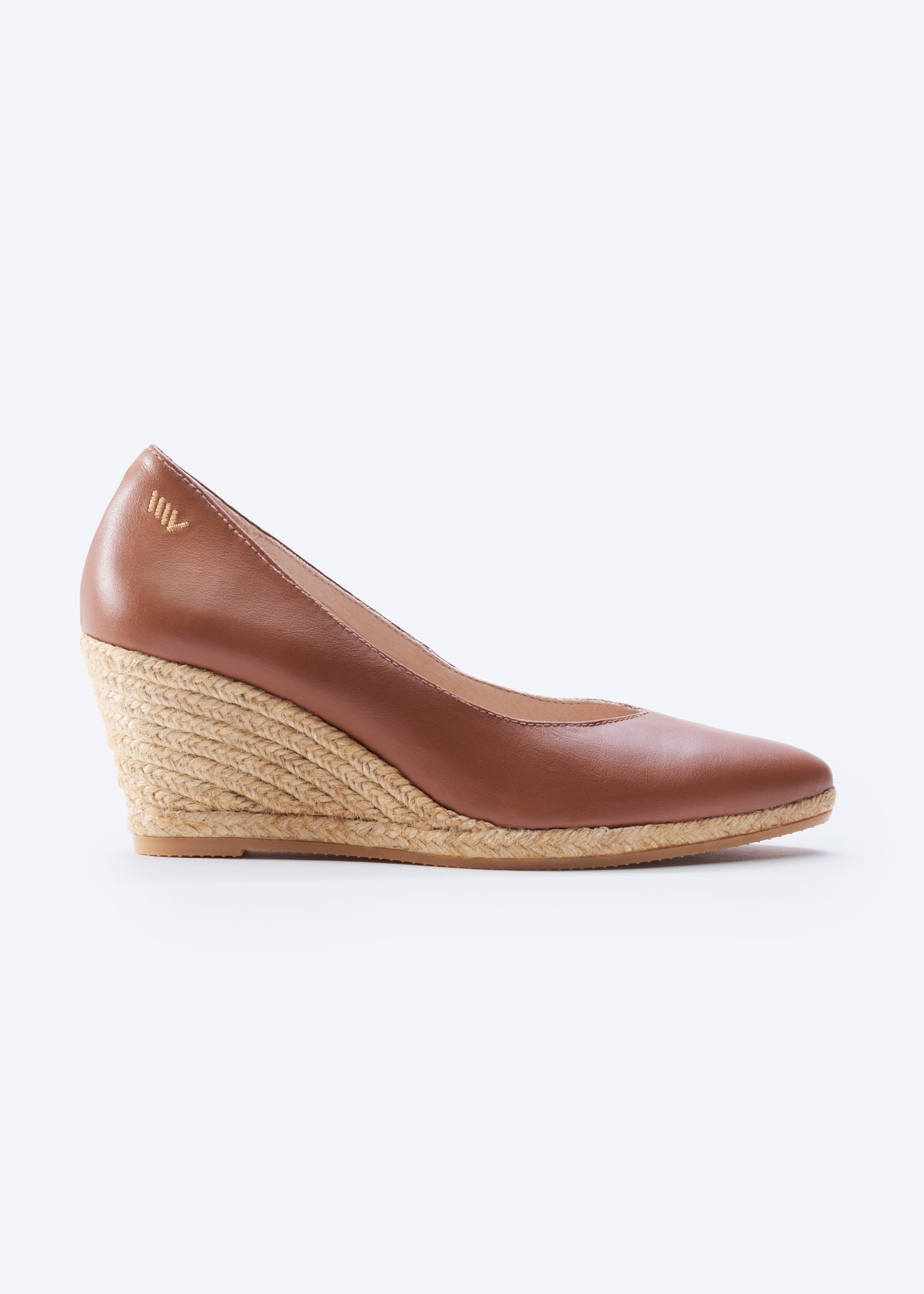 Roses Leather V Cut Espadrille Wedges
