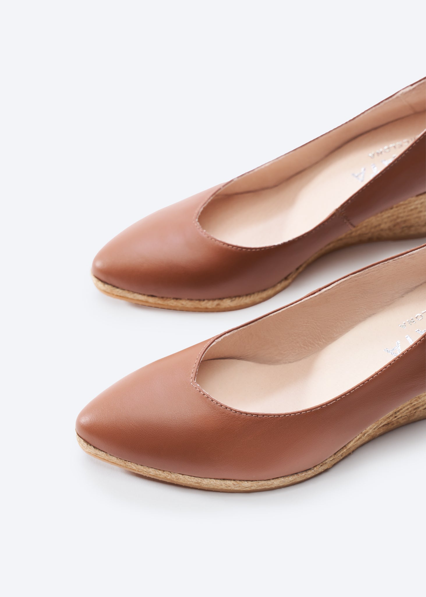 Roses Leather V Cut Espadrille Wedges