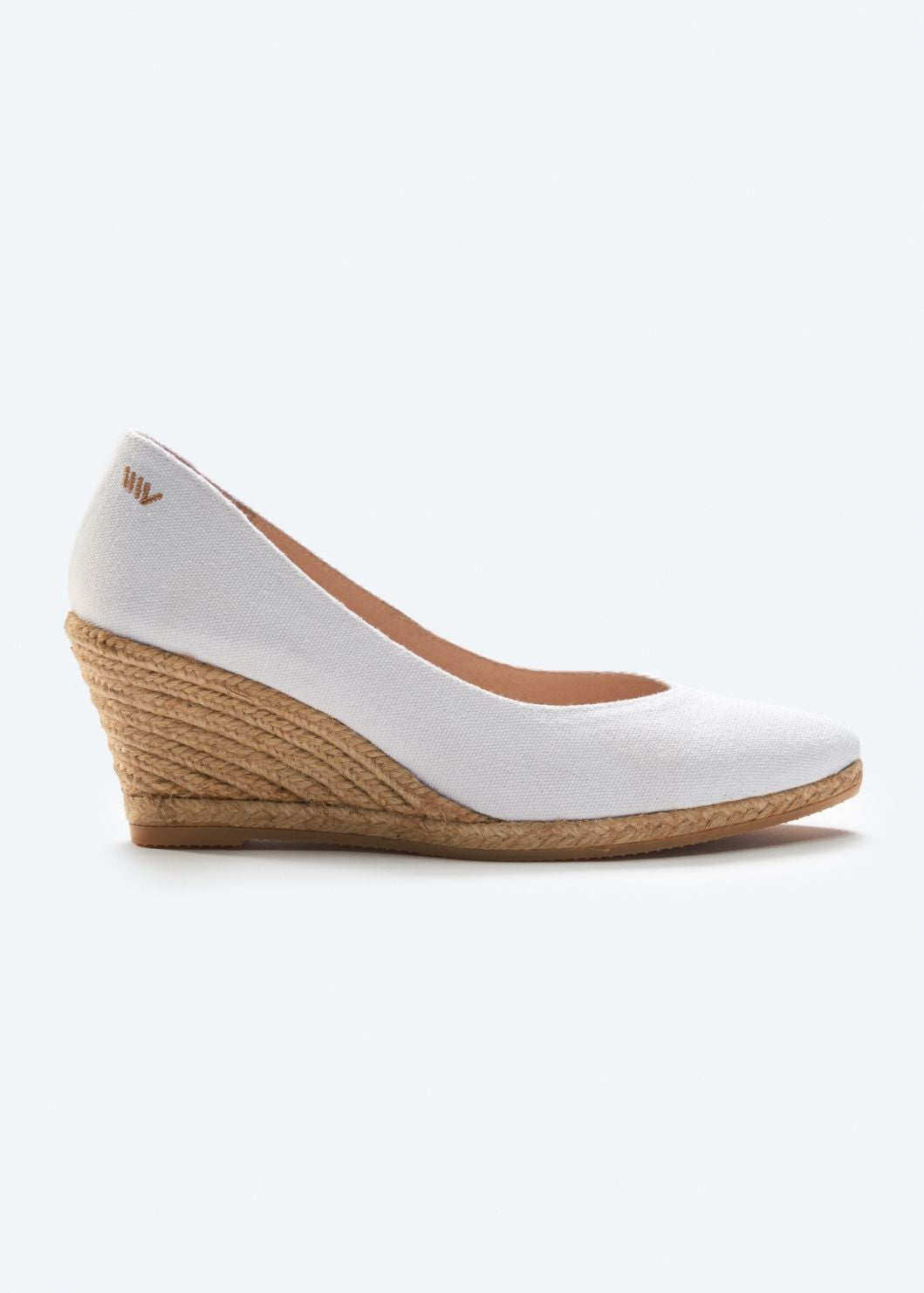Roses V Cut Limited Edition White Canvas Slip On Women Espadrille Wedge