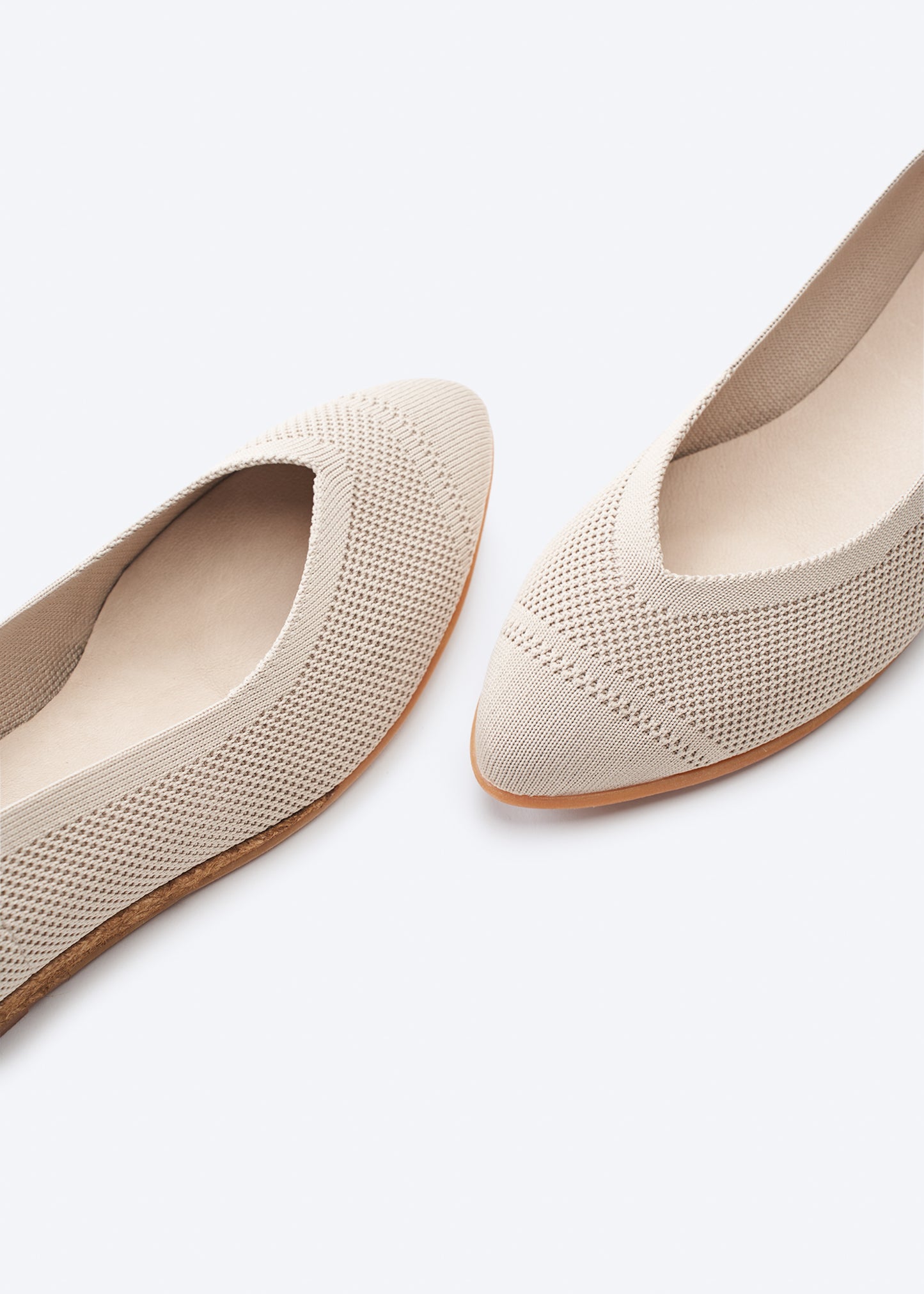 Rubina Beige Elastic Lycra Slip On Women Espadrille Flats V Cut Pointed Closed Toe Detail