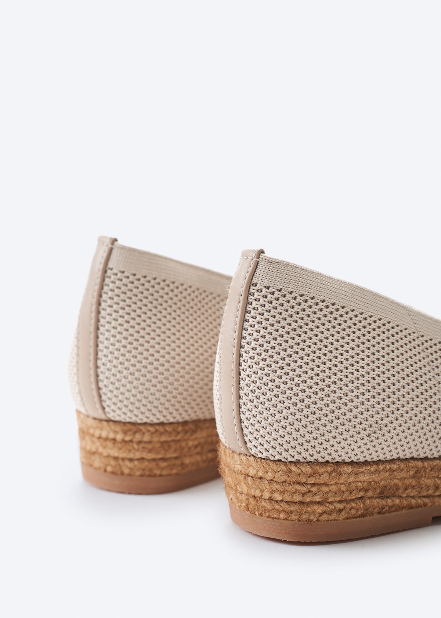 Rubina Beige Elastic Lycra Slip On Women Espadrille Flats Back Detail