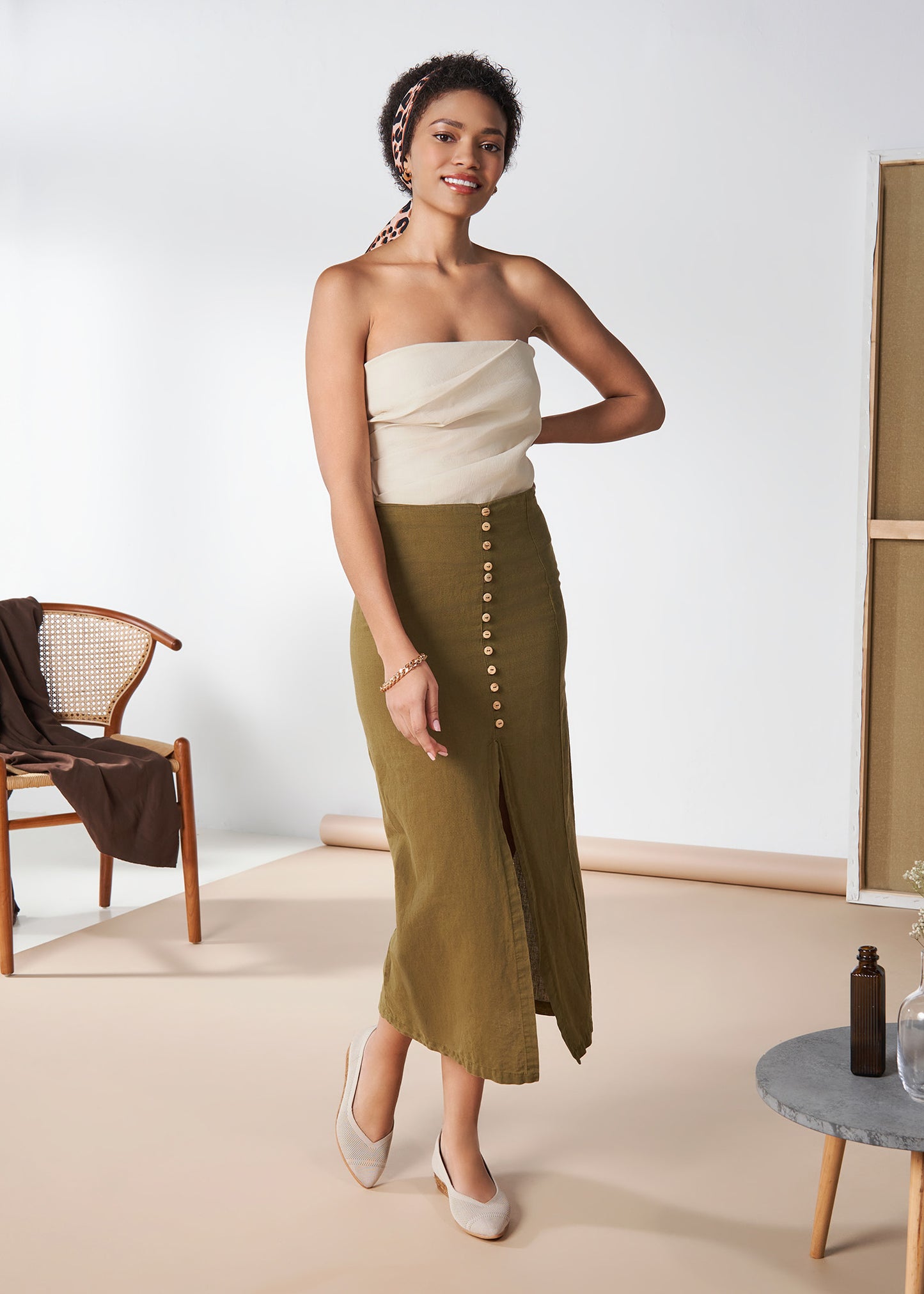 Rubina Beige Elastic Lycra Slip On Women Espadrille Flats Outfit