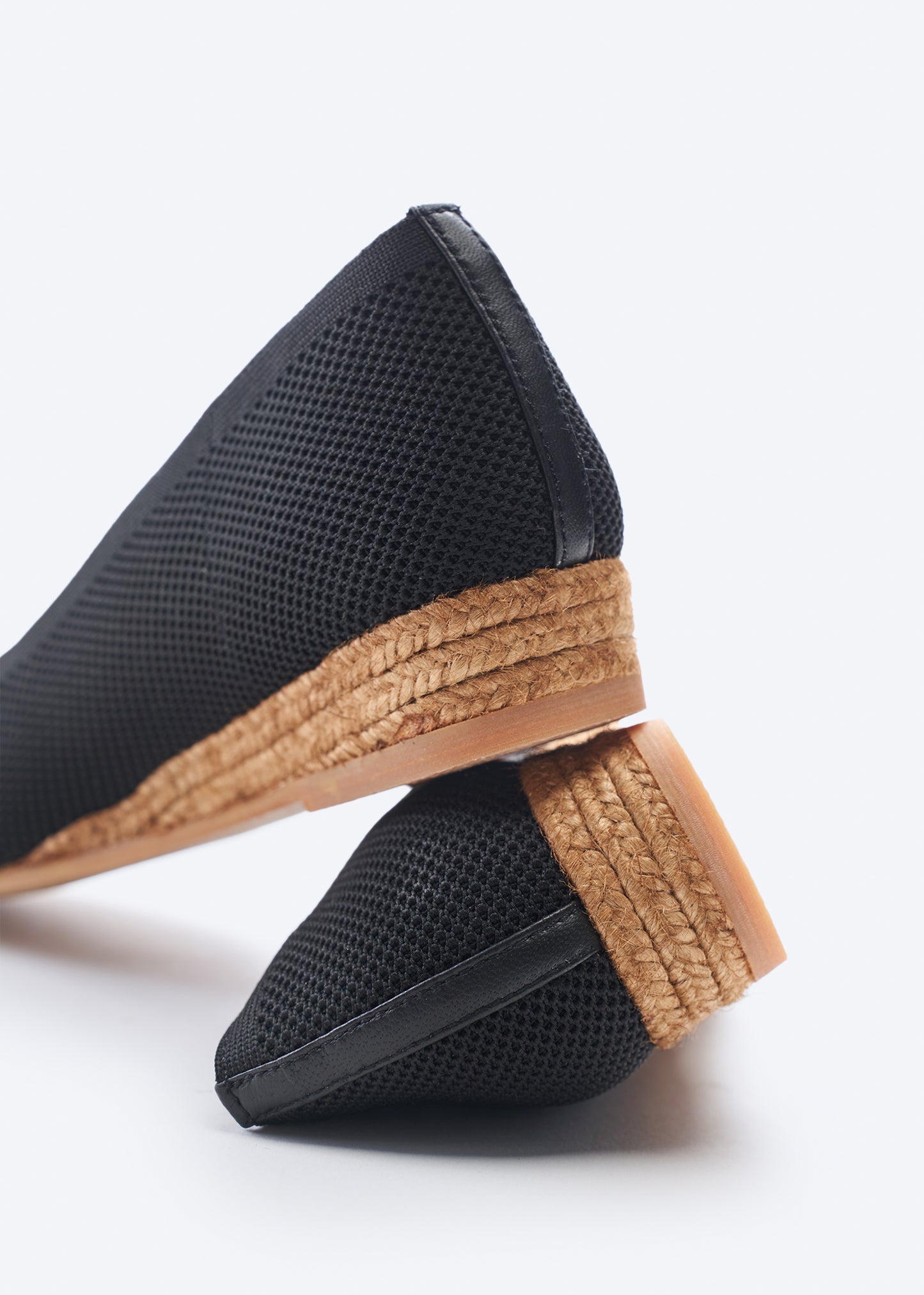 Rubina Black Elastic Lycra Slip On Women Espadrille Flats Back Detail