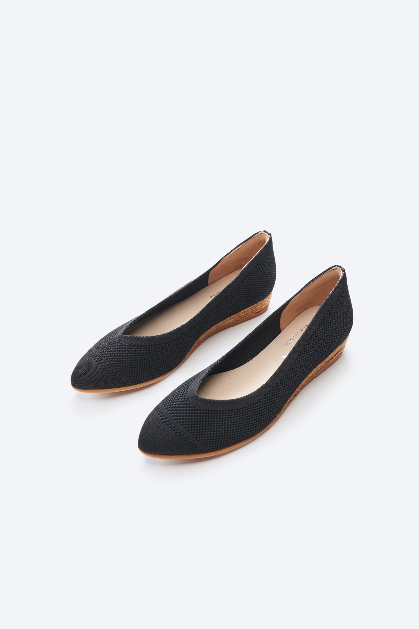 Rubina Black Elastic Lycra Slip On Women Pointed Closed Toe Espadrille Flats
