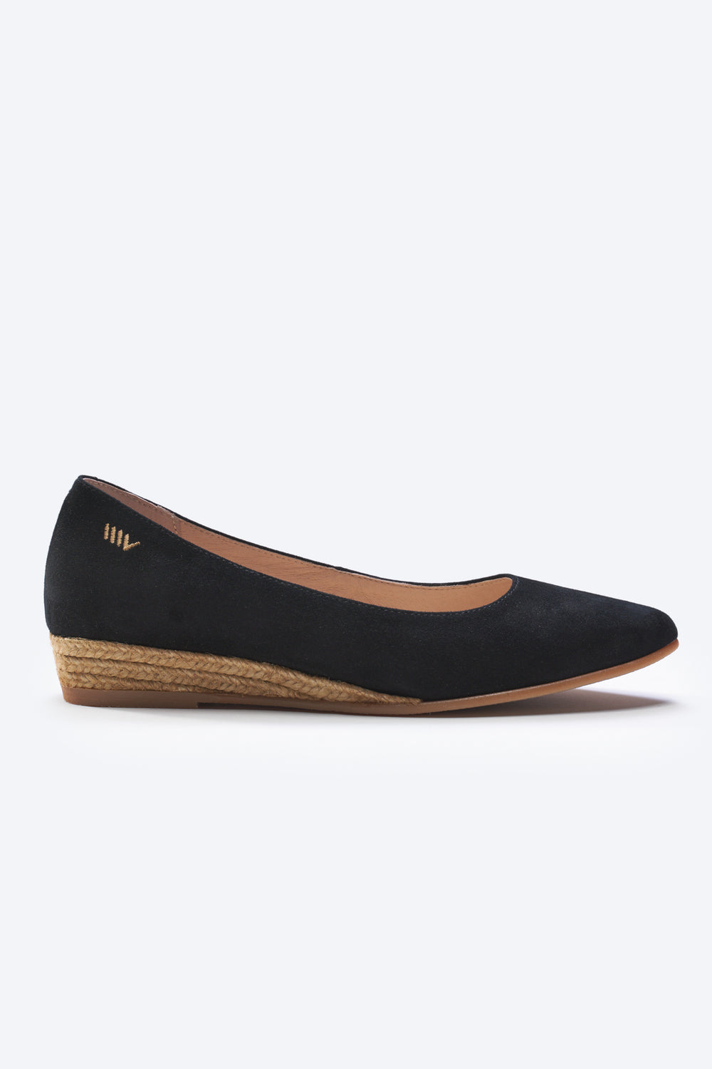 Rubina Black Suede Slip On Women Espadrille Flat