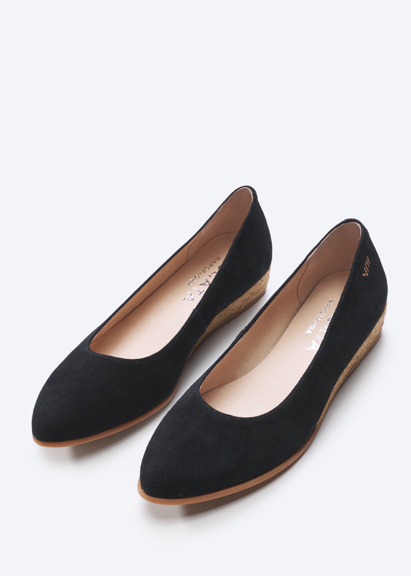 Rubina Black Suede Slip On Women U Cut Closed Toe Espadrille Flats