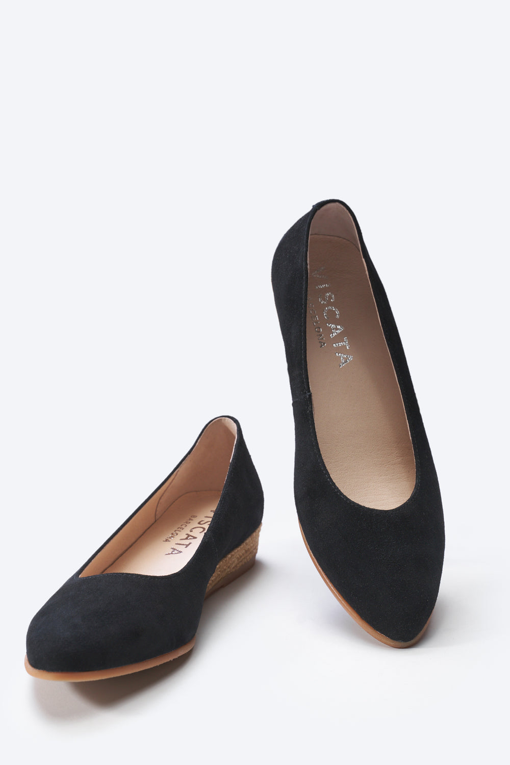 Rubina Black Suede Slip On Women Pointed Toe Espadrille Flats