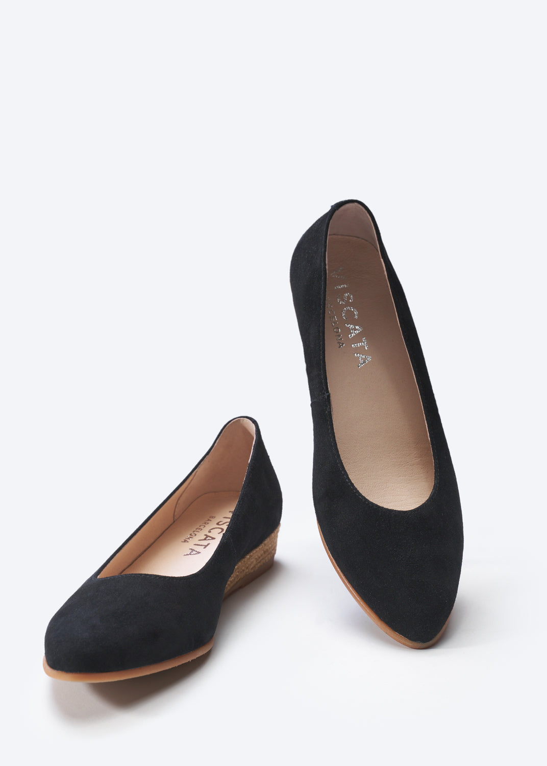 Rubina Black Suede Slip On Women Pointed Toe Espadrille Flats