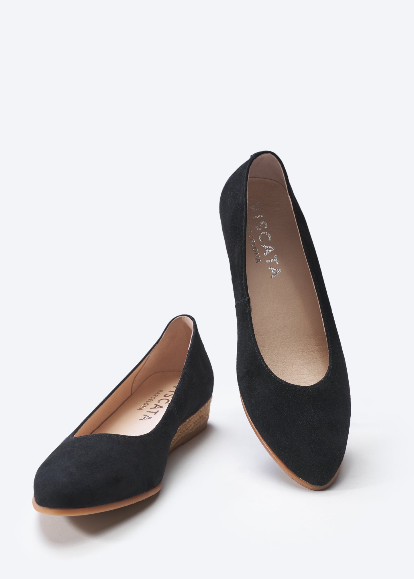 Rubina Black Suede Slip On Women Pointed Toe Espadrille Flats