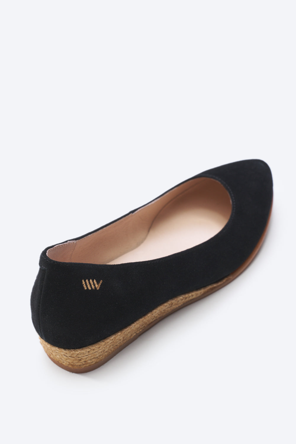 Rubina Black Suede Slip On Women Espadrille Flat Back Detail